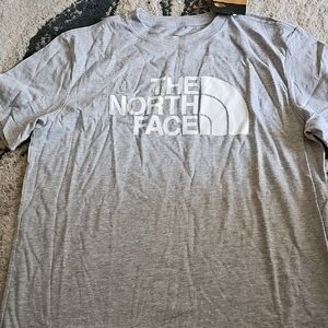 The North Face Men's Short-Sleeve Logo Tee - Light Gray with White Logo Medium